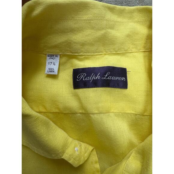 Men’s Ralph Lauren Purple Label 100% Linen Shirt – Size 17.5 - Picture 2 of 7